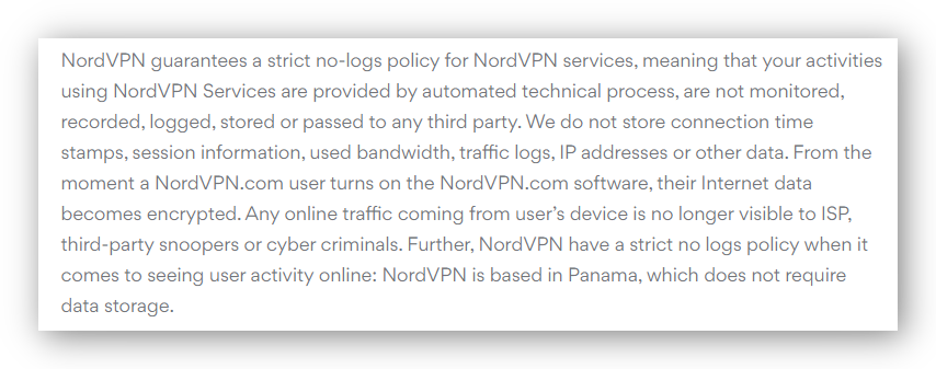 nordvpn 日志记录政策